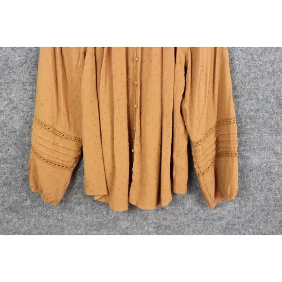 Torrid Chiffon Peasant 3/4 Sleeve Women's 2X Raglan Blouse Tobacco Brown Boho - Picture 3 of 14